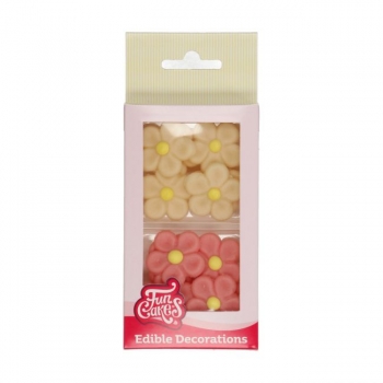 Marzipan Decorations - Daisies White / Pink